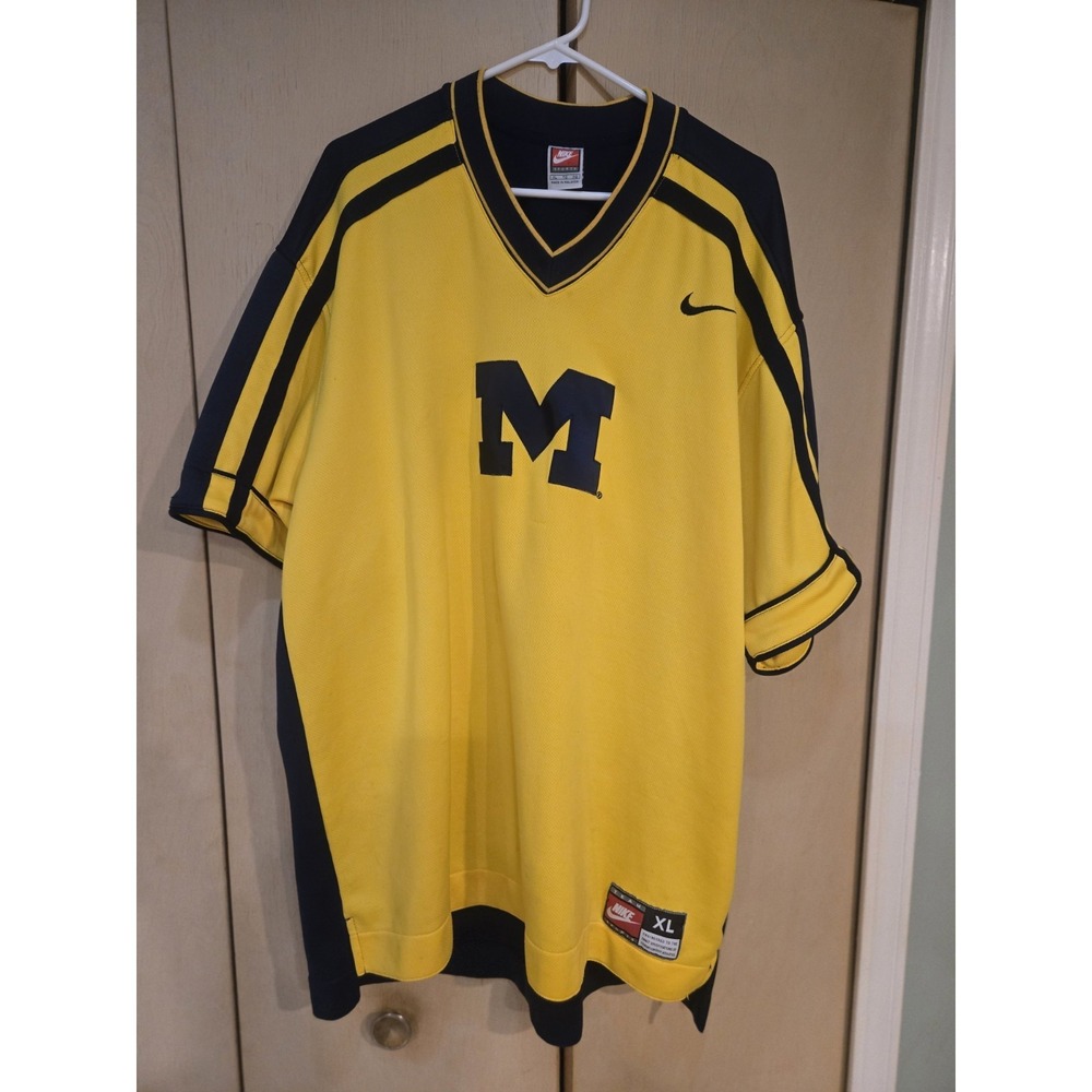Vintage Nike Team Michigan Wolverines Jersey Shirt Mens XL Yellow Blue Sewn